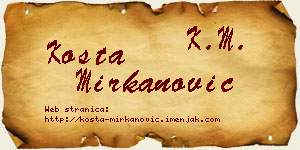 Kosta Mirkanović vizit kartica